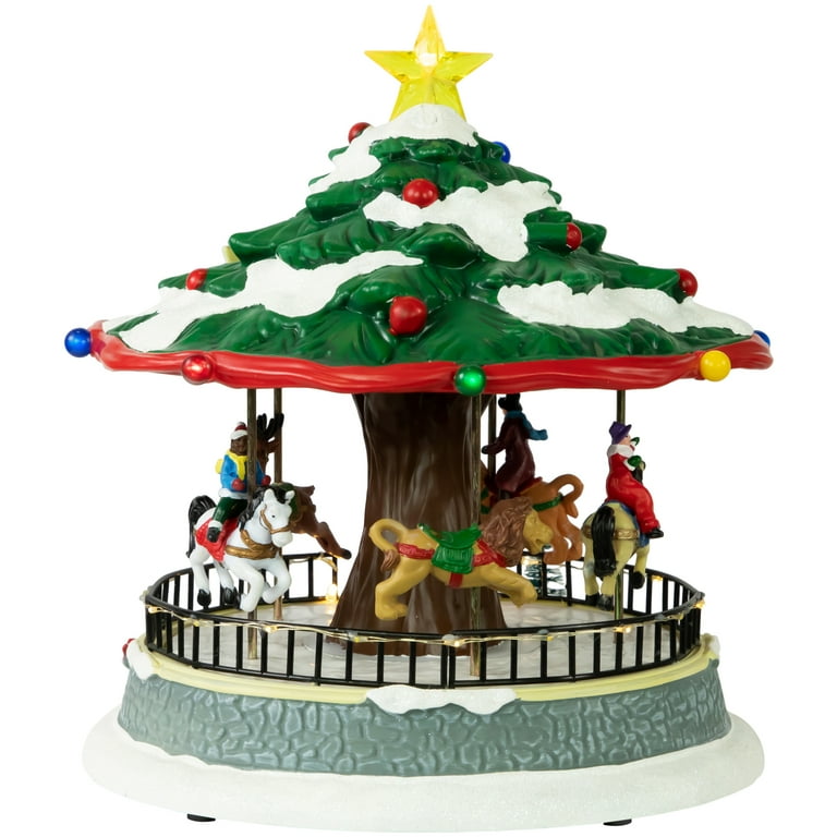 レトロ な クリスマス　飾り holiday carousel Mr. Christmas 14 in. Animated Vintage Carousel - Walmart.com