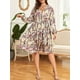thumbnail image 3 of Vestido, Vestido de talla grande para mujer Vestido de fiesta informal con estampado floral de manga Abody 3X-grande, 3 of 7