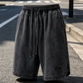 thumbnail image 2 of USNSM Men's Vintage Denim Shorts Summer Washed Casual Baggy Jean Shorts Elastic Drawstring Waist Baggy Jorts Streetwear Black S, 2 of 5