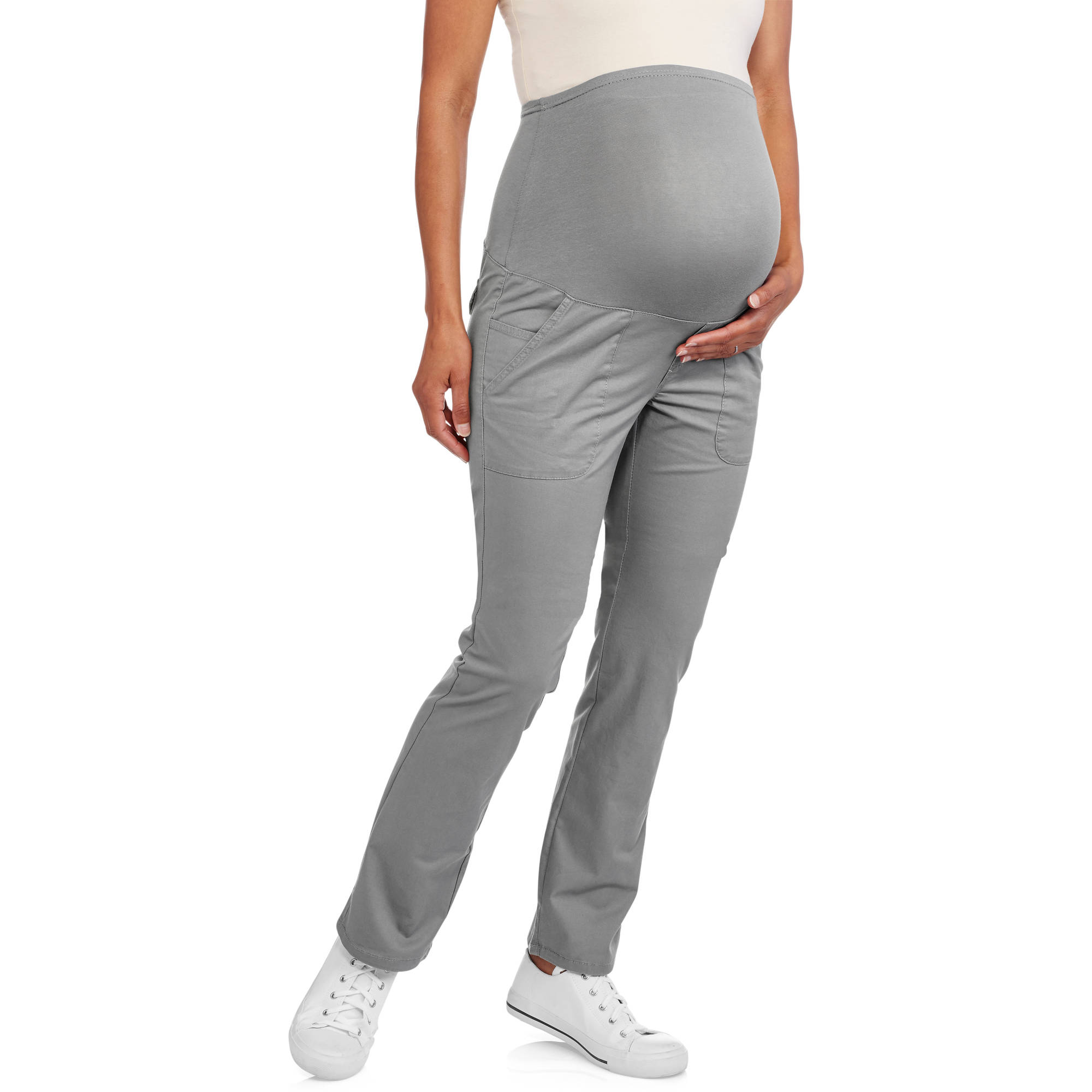 Maternity Full Panel Stretch Twill Bootcut Pants with Pork Chop Pockets ...