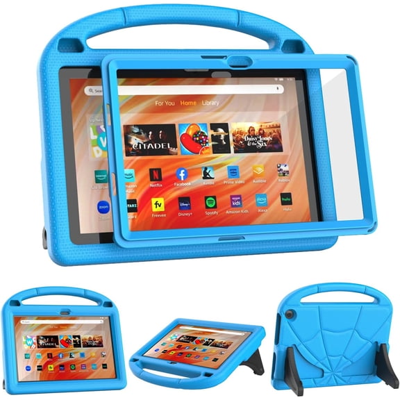 Fire HD 10 & HD 10 Plus Tablet Case for Kids(13/11th Gen, 2023/2021 Release)- Lightweight Shockproof Case with Screen Protector Handle Stand for Fire HD 10 Kids&Kids Pro -Blue
