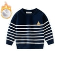 thumbnail image 2 of KYAIGUO Chandail à Rayures pour Tout-Petits Garçons, Manches Longues, Tricot Chaud, Chandail à Col Rond en Molleton pour Enfants, Blouse pour 1 à 7 Ans, 2 of 8