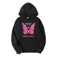 thumbnail image 3 of Lroveb Breast Cancer Awareness Hoodies for Women Long Sleeve Loose Solid Color Printing Hoodie Sweater Pink Ribbon Graphic Sweatshirt Black, 3 of 3