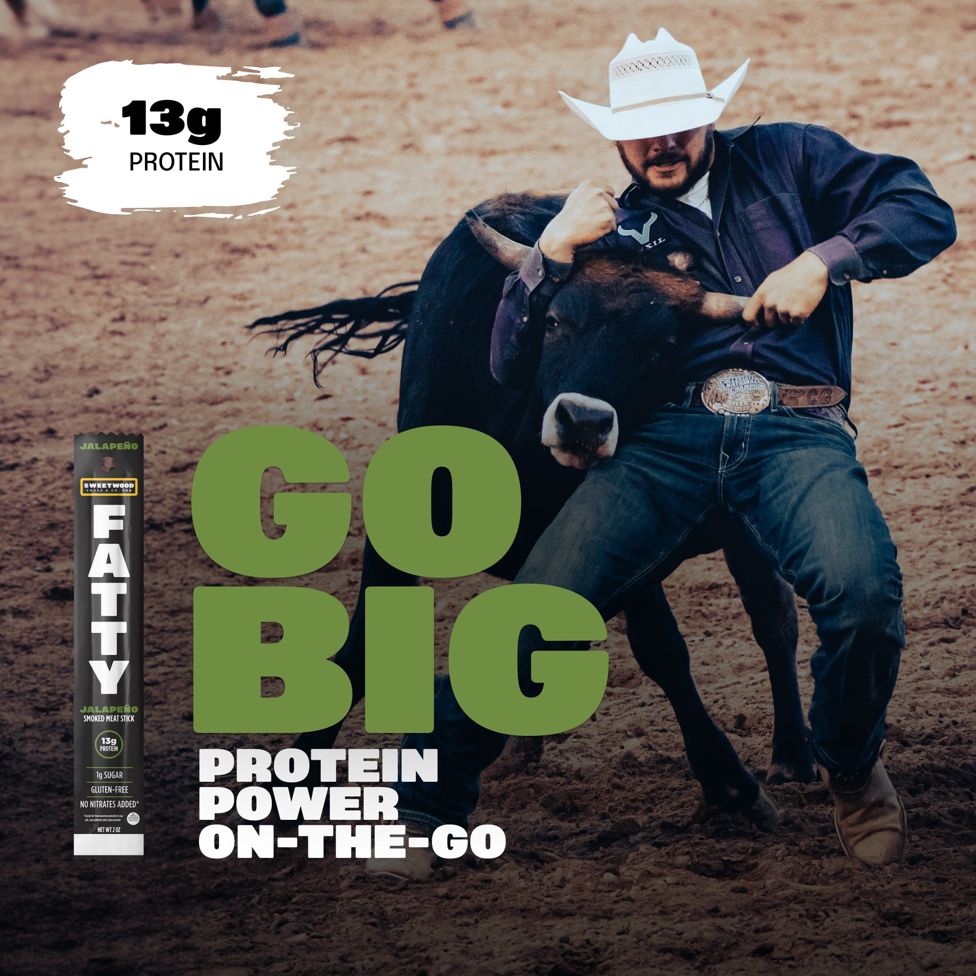 FATTY Meat Sticks, Grass-Fed Beef, High Protein Snack, Camping, Sports, Road Trip, Low Carb, Gluten Free, MSG Free, Nitrate Free, Jalapeno Flavor, 2 oz.