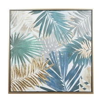 32" x 32" Tropical Leaf Framed Wall Art with Gold Frame, by DecMode