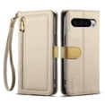 thumbnail image 2 of ESEBLE Leather For Google Pixel 9 / Pixel 9 Pro Case With 3-Card Holder Zipper Bills Slot, Makeup Mirror，Soft PU Leather Detachable Lanyard Shoulder Strap And Wristlet Wallet Case,Khaki, 2 of 7