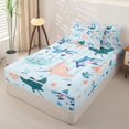 thumbnail image 2 of jejeloiu Cartoon Sea Animals Zipper Full Size Comforter Sets with Fitted Sheet and 2 Pillowcases For Girls,Shark Octopus Print Zipper Bedding Set,Light Blue,Polkadot Reversible,4-Piece, 2 of 7
