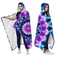 thumbnail image 2 of Wearable Blanket,Colorful Tie Dye Mandala Pattern Hooded Wearable Flannel Blanket for Adults & Teens,Winter Poncho Shawl Wrap Cape Cozy Anti-Pill,50"x60", 2 of 5