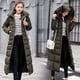 thumbnail image 2 of Chaqueta de invierno con capucha y cuello de piel de color liso, acolchada de algodón, larga, con cordones y cálida, para mujer, 2 of 6