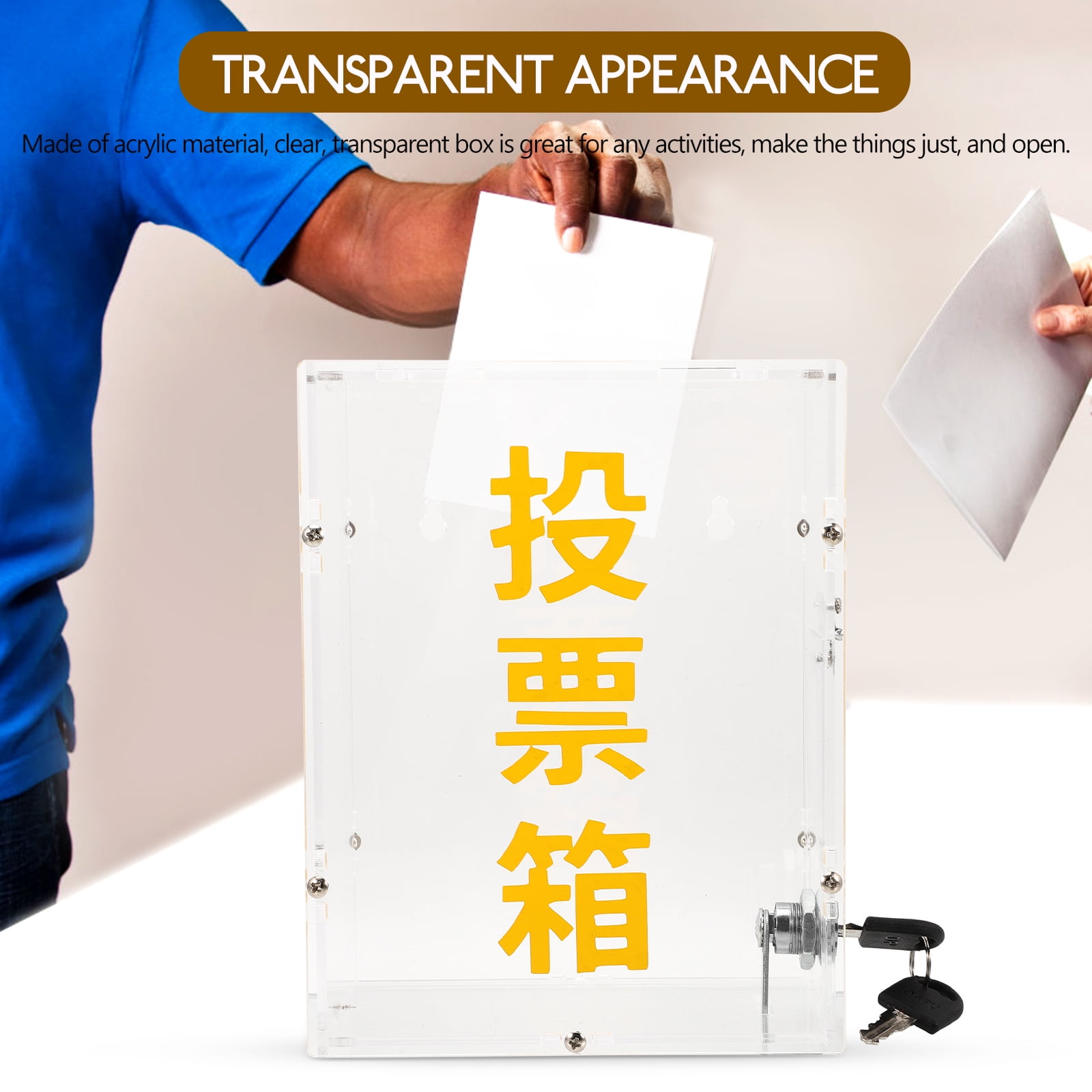 MLINS  Ballot Box with Lock Boxes Wall Mounted Mailbox Transparent