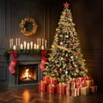 thumbnail image 4 of Ourlova Pre-Lit Pencil Christmas Tree 300 Warm White LightsFoldable Metal Stand PE PVC Construction, 4 of 7