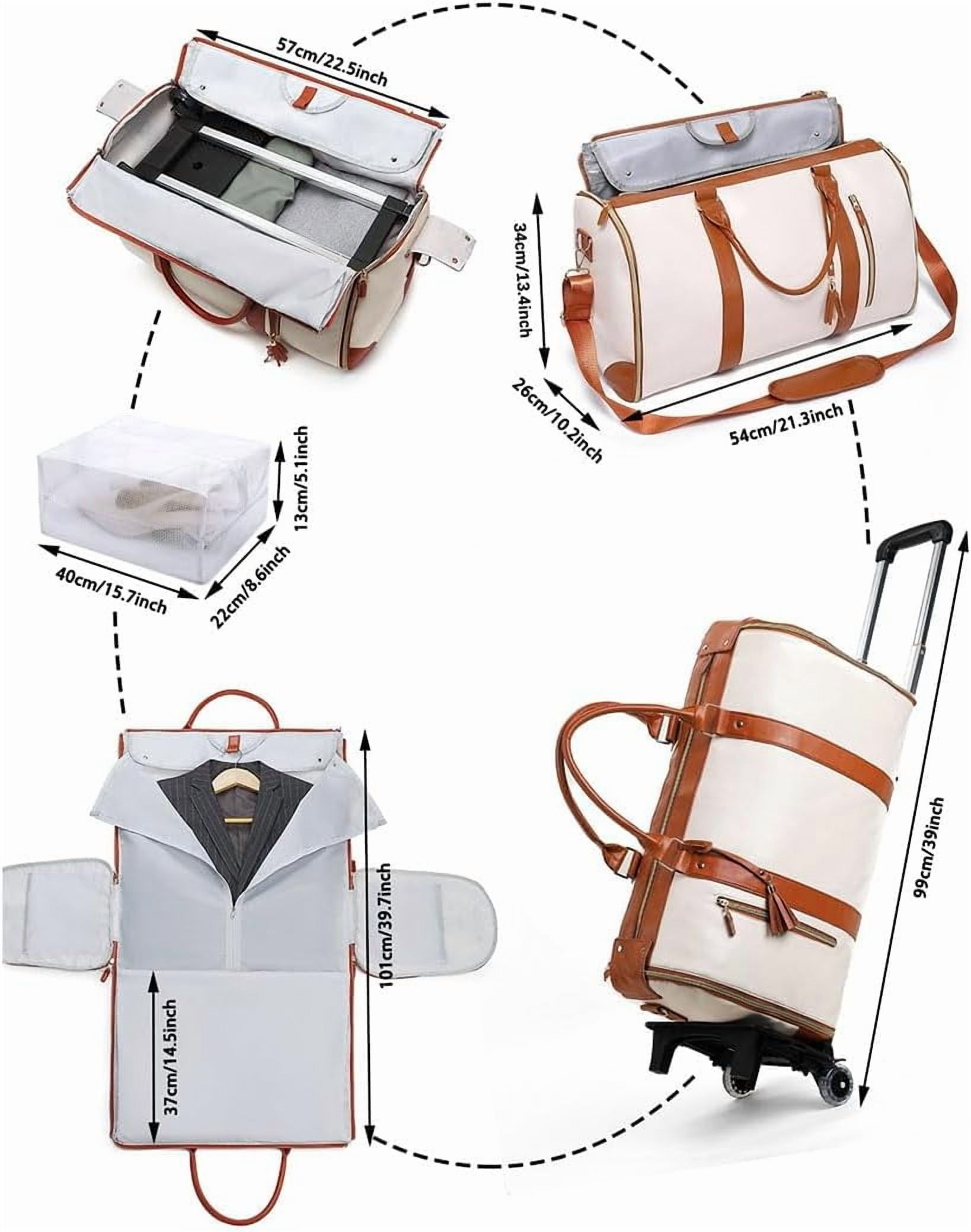 Travel Duffel Bag, Convertible Garment Carrier, Foldable With Wheels, Toiletry Bag, adjustable, lightweight, durable, portable, user-friendly, compact, carry