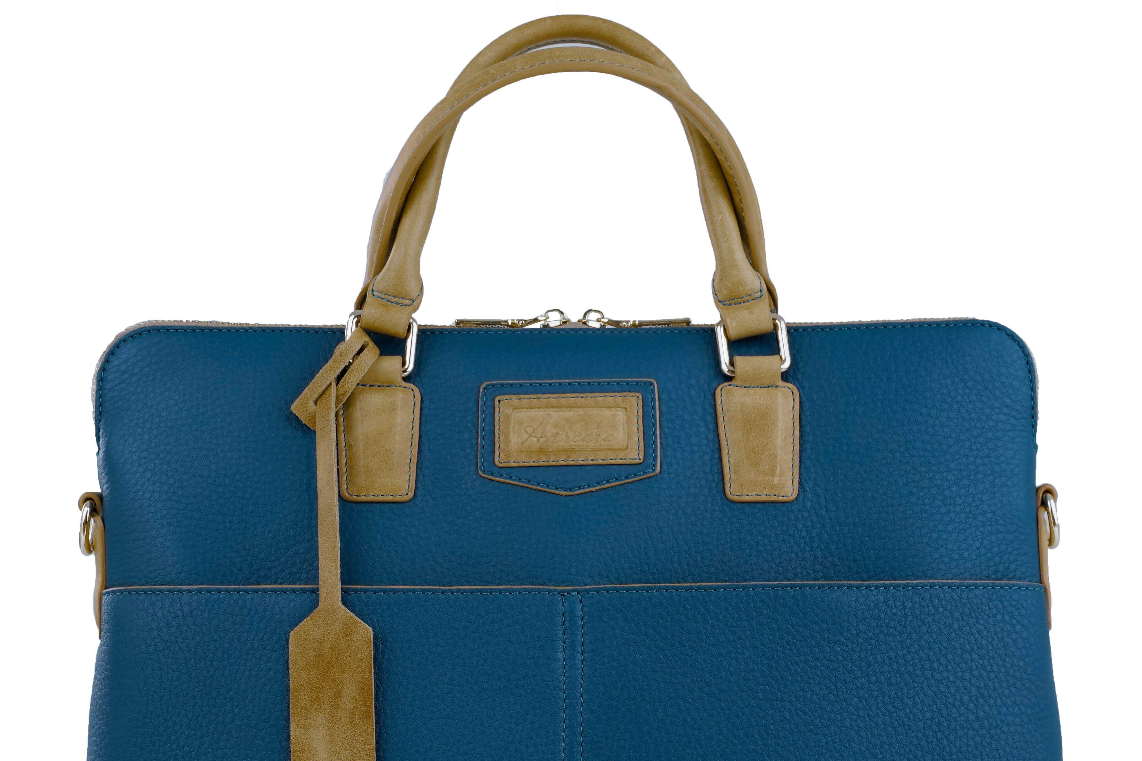 Duck Blue  Saddle Signature Leather Laptop Briefcase — Limited Edition 15"
