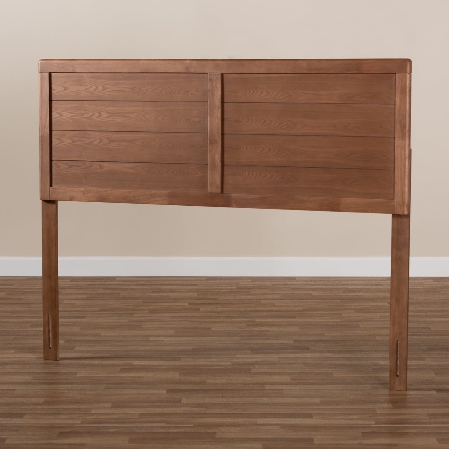 Homestock Modern Muse Walnut Brown Finished Wood Queen Size Headboard, Wooden Headboard, Predrilled Holes, Bedroom Funiture, 61.2"W X 58.3"H