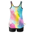thumbnail image 4 of Trajes de baño Amzcrzy Tankini para mujer, trajes de baño, trajes de baño de dos piezas, bikini para mujer con estampado conservador y espalda de tiras, traje de baño multicolor, XL, 4 of 5