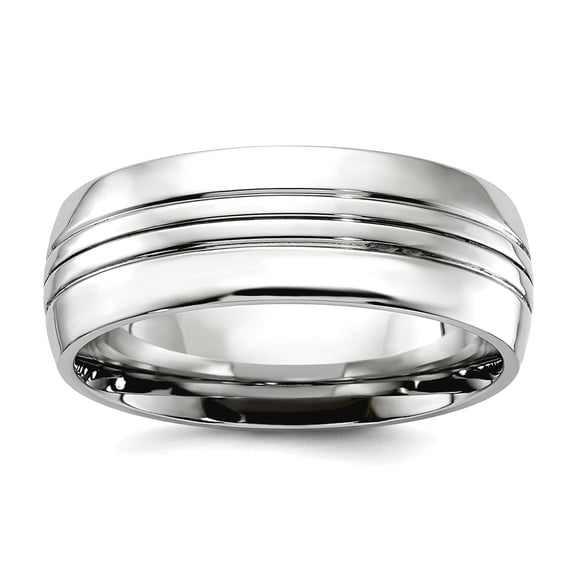 Cobalt Polished Grooved 8mm Band Size 12 Ring for Women and Men - 8.0 Grams
