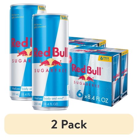 (2 pack) Red Bull Sugarfree Energy Drink, 80mg Caffeine, 8.4 fl oz, Pack of 6 Cans