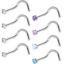 Briana Williams 20G Nose Rings Opal & Clear CZ Nose Screw Rings Studs Ring Body Piercing Jewelry