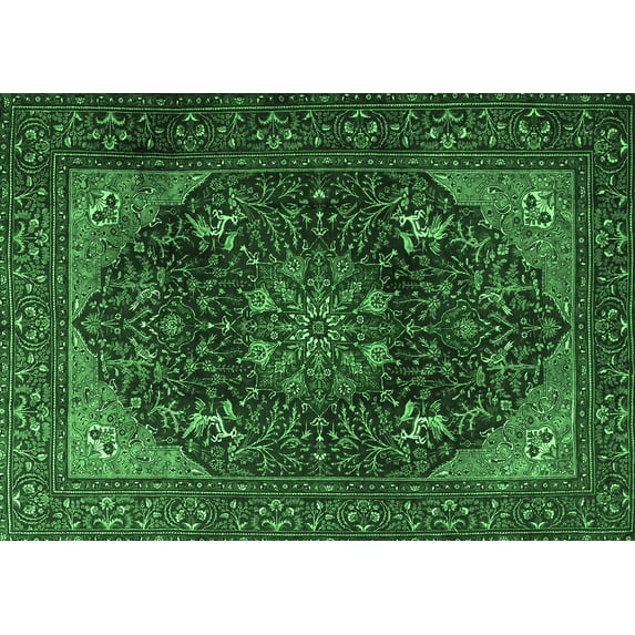 Ahgly Company Indoor Rectangle Medallion Emerald Green Traditional Area Rugs, 4' x 6'