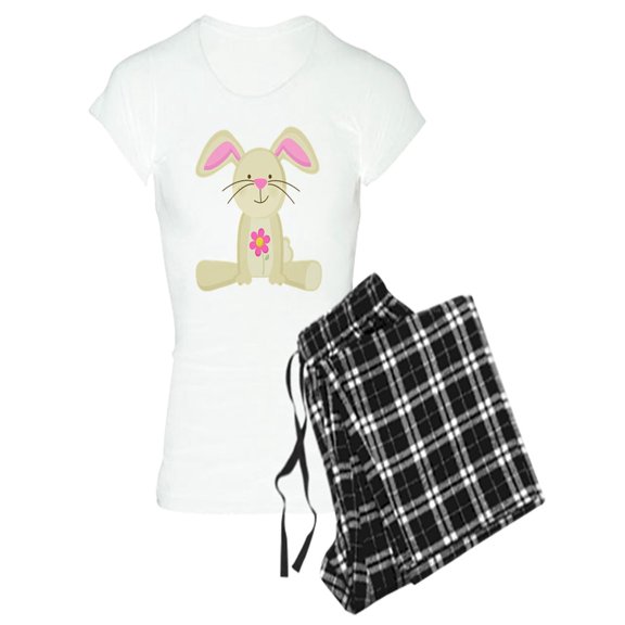 CafePress - Bunny W Pink Flower Belly - Women's Light Pajamas