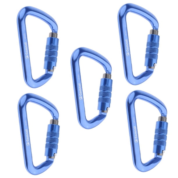 5pcs 28KN Escalada en roca Rappel Bloqueo automático Azul shamjiam Mosquetón de escalada en roca