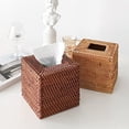 thumbnail image 3 of Nvzi Funda para caja de pañuelos de ratán, tejido natural, soporte para servilletas faciales, cuadrado (natural, 5,7 x 5,7 x 5,7 pulgadas), 3 of 3