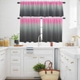 thumbnail image 3 of Pink Grey Kitchen Curtains Valances and Tiers Set of 3 Stripe Gradient Tier Curtains and Valance with Rod Pocket for Small Windows, 27.5"x24", 3 of 9