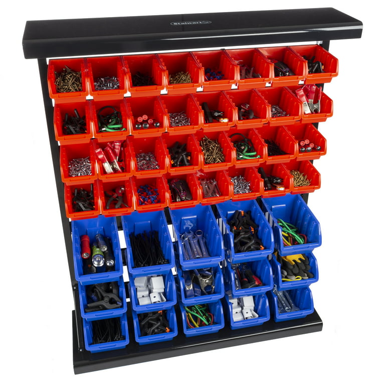 Wall Mounted Parts Organizer Bins, 30pc Storage Bins Parts Rack Tool Organizer Bins Shop Storage Bins, Easy Access Compartments for Tools, Hardware