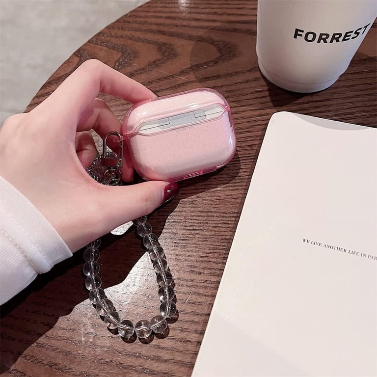 Cute 3D Heart Case For AirPods 4 (2024) – Soft Silicone Cover With Pearl Bead Keychain For Women