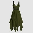 thumbnail image 6 of FEIFLY Women Solid Color Gothic Vintage Dress Halloween Irregular Sleeve Strap Dress Plain Color Layered Dress Festival Clothing, 6 of 7