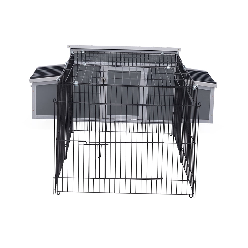 Kadyn Indoor Weatherproof Rabbit Hutch Duck Cage , Durable Assembled Wooden Outdoor Large Chicken Coop with Nesting Boxes, Comfortable Hen House, Gray and Black