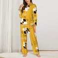 thumbnail image 2 of Fotbe Cute Bee Butterfly Yelllow Pattern Long Sleeve Pajama Set for Women,Sleepwear Set,2-piece Loungewear Set,Soft PJs Comfy Nightwear with Pockets -Medium, 2 of 7