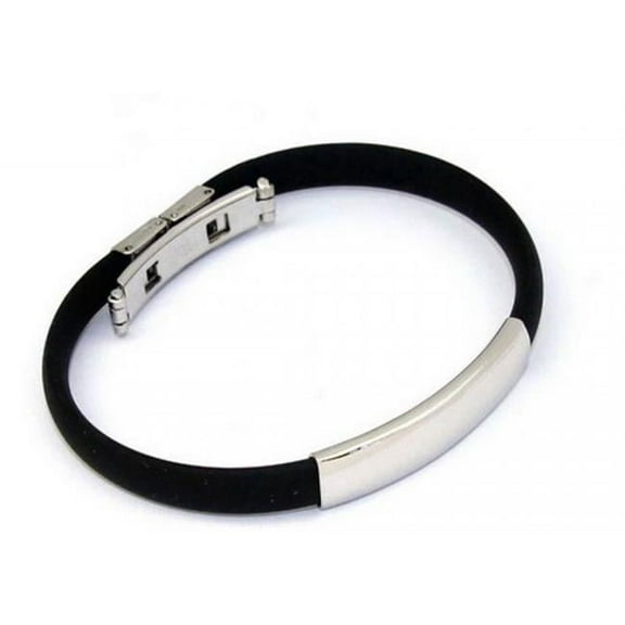 669.030.B Black Rubber Bracelet in Stainless Steel