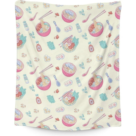 Ramen Gifts for Girls - 40"x50" Inches Cartoon Throw Blanket for Teens, Boys - Colorful Warm Cozy Blankets for Sofa, Bed & Crib