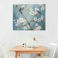 thumbnail image 2 of GOSMITH White Floral Canvas Artwork Wall: Elegant Flower Tree and Birds Wall Art Painting for Living Room, 2 of 4
