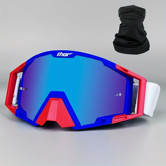 Off-Road Motorcycle Goggles with 1 Band Face Mask ATV Off-Road Vehicle Motorcycle Goggles UTV MX OTG Off-Road Riding Protective Eyewear Anti-Uv Dust and Fog Racing Ski Goggles for Men Women High-Quali