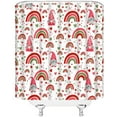 thumbnail image 3 of Valentine''s Day Shower Curtain Extra Long,Boho Rainbow Cute Gnome Eff Heart Star Love Couple Sweet Romantic Bathroom Decor Curtain with Hooks,, 3 of 6