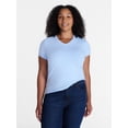 thumbnail image 2 of Time and Tru Women's Slim V Neck Tee with Short Sleeves, Sizes XS-XXXL, 2 of 5