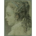 thumbnail image 2 of Charles-André van Loo 15x18 Gold Ornate Wood Frame and Double Matted Museum Art Print Titled - Study; Head of a Young Girl Facing to the Left, 2 of 4