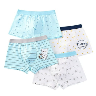 Utlike 4 Pack Boys Underwear Kids Children Underpants Cute Cartoon Striped Print Stretch Cotton Boxer Briefs Cooling Trunks Infant Comfort Panties Set Size 3 Months-5 Months