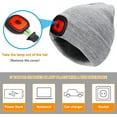 thumbnail image 2 of GRNSHTS LED Beanie Hat USB Rechargeable 8 LED Light Hat Winter Warm Knitted Beanie for Men and Women, Hand Free Front and Rear Lighting Headlamp Cap for Camping, Running, Cycling, Skiing (Grey), 2 of 7