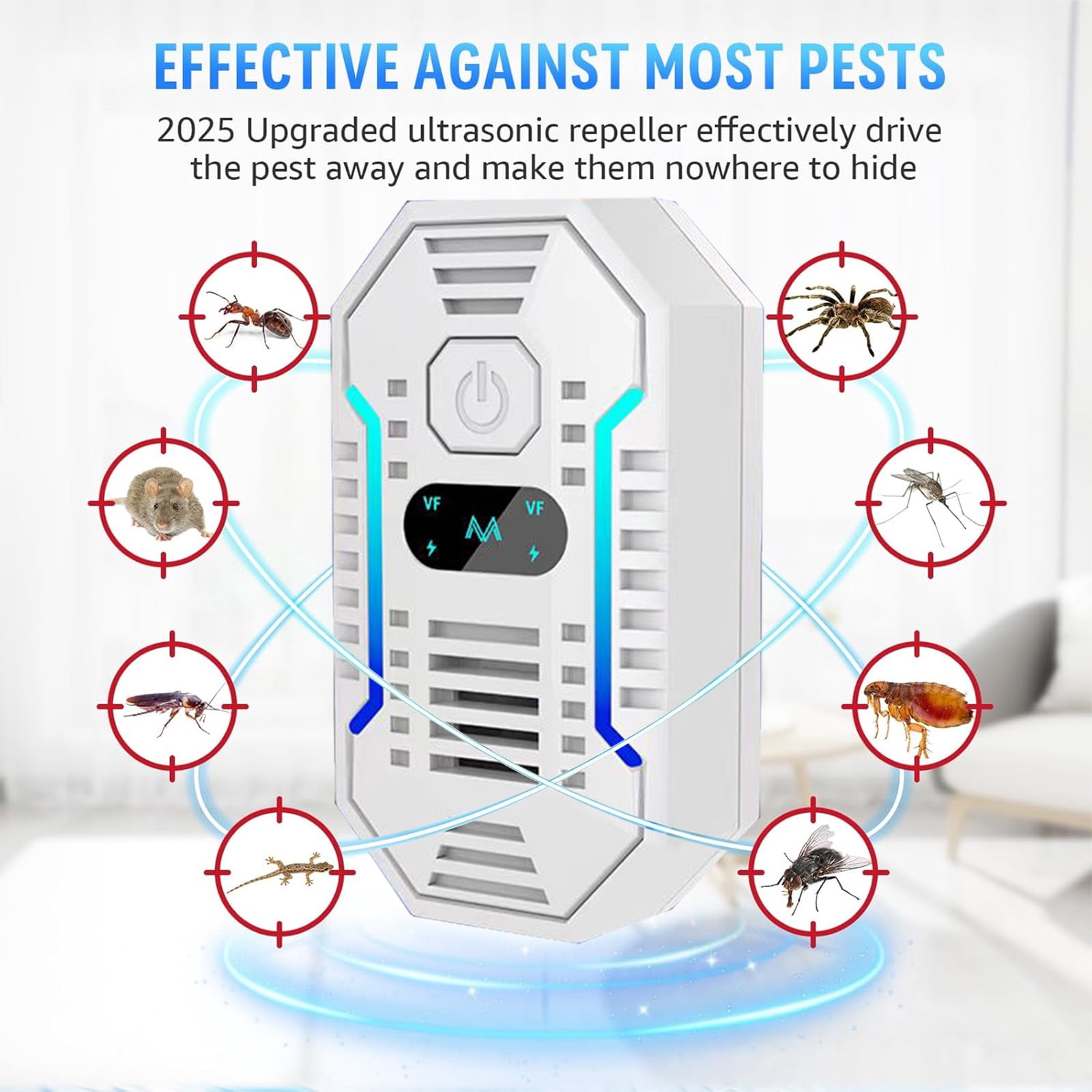 Mouse Repelent, Ultrasonic Pest Repeler, Home Indoor Pest Repelent for Insect, Roach, Spider, Ant, Bug, Rodent, Mouse, Bugs, Mosquito, Mice, 6 Packs