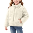thumbnail image 2 of Mifsaly Boys Girls Fuzzy Fleece Jacket Full Zip Stand Collar Warm Winter Coat Kids Fall Winter Thermal Sherpa Outerwear with Pockets for School Outdoor, 2 of 9