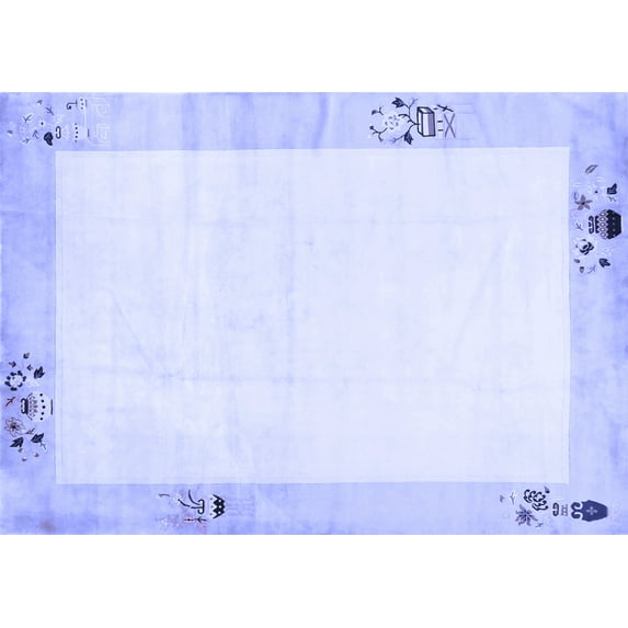 Ahgly Company Indoor Rectangle Solid Blue Modern Area Rugs, 6' x 9'