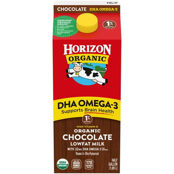 Horizon Organic 1 Lowfat DHA Omega3 Chocolate Milk, Half Gallon