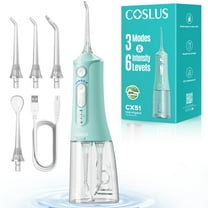 COSLUS Portable Water Flosser for Teeth,3 Modes 6 Intensity Professional Electric Water Dental Pick for Sensitive Gums, Braces for Travel Home Green
