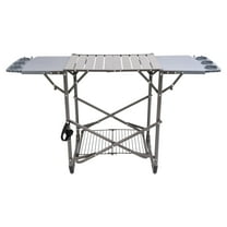 Kojem Universal Grill Stand Portable & Foldable Grill Table Rack Cart Outside for Camping, Barbecue, Picnic, Gatherings Steel Plastic Powder Coated Gray