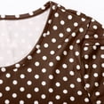 thumbnail image 4 of BONIXOOM Spring Dresses For Women Multi-theme Casual Crew Neck Tab Short Sleeve Pullover Dress Polka Dot Brown Dresses, 4 of 8