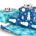 thumbnail image 3 of Hallmark Reversible Christmas Wrapping Paper (Snowmen and Snowflakes on Blue), 3 of 4