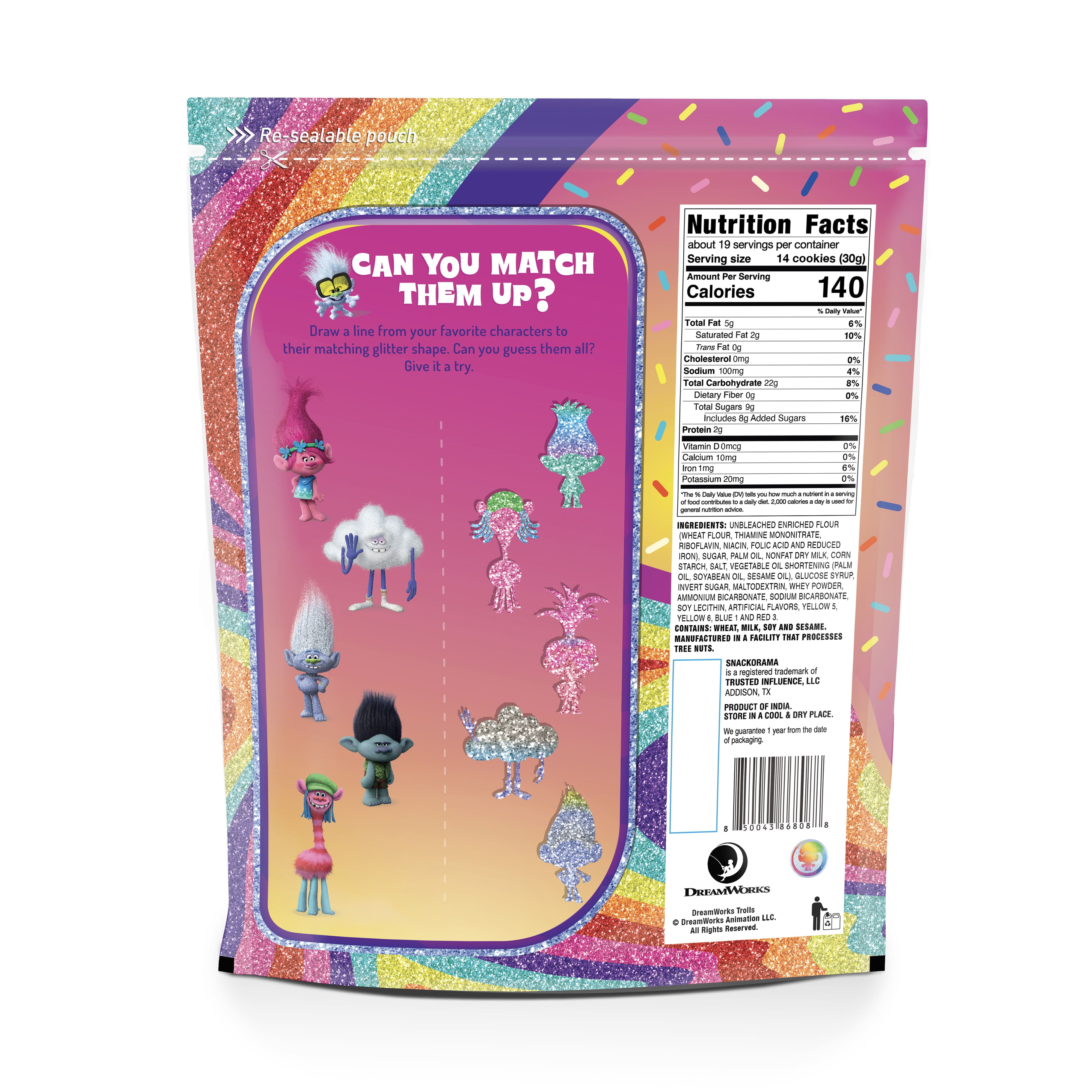 Snackorama Trolls Sprinkle Bliss Cookies, Birthday Cake Square Treats, 20 oz Bag (Shelf-Stable)